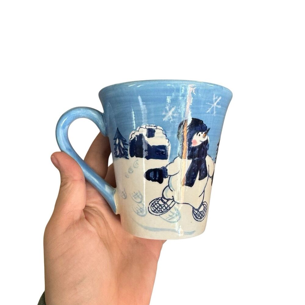 Vintage HIDDEN VALLEY SNOWMAN MUGS‎ Hand Painted CAMBRIDGE POTTERY set of 4 - Picture 6 of 8